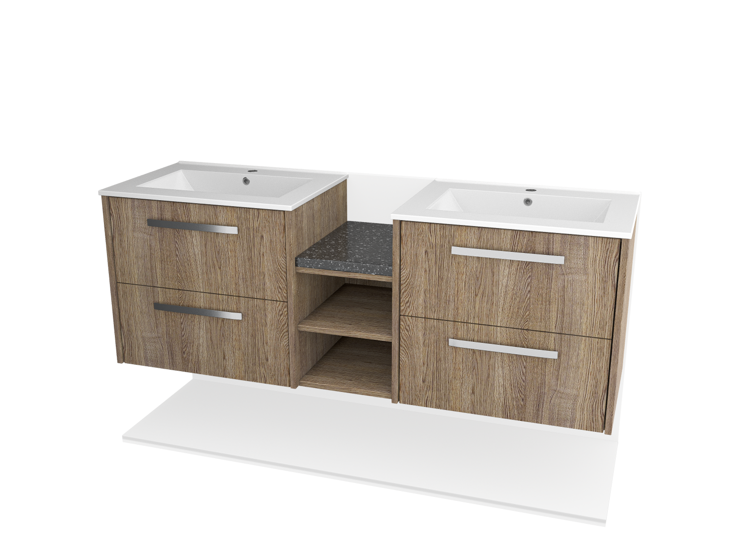 Wall Mounted Double Sinks With Pull-out Drawers