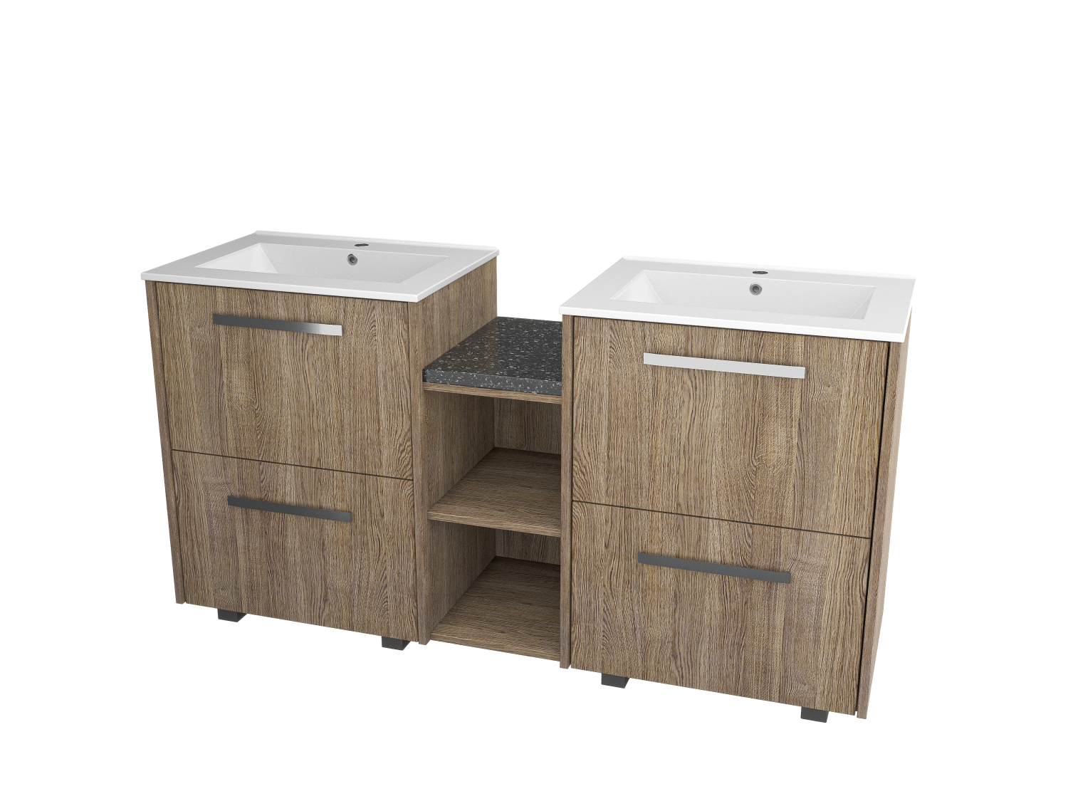 Freestanding Double Sinks With Pull-out Drawers